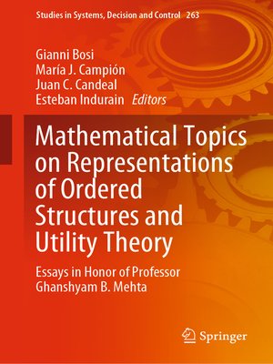 cover image of Mathematical Topics on Representations of Ordered Structures and Utility Theory